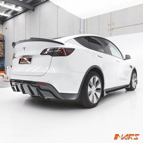 Carbon Print Aero DYNAMIC Rear Bumper Splitters Spoiler & Diffuser BodyKit for Tesla Model Y 2022 - 2024 - Mars Performance