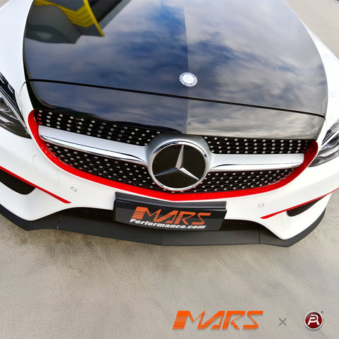 Chrome Black C43 Diamond Star Style Front Bumper Bar Grille for Mercedes - Benz MY15 - MY18 C - Class W205 Sedan & C205 Coupe - Mars Performance