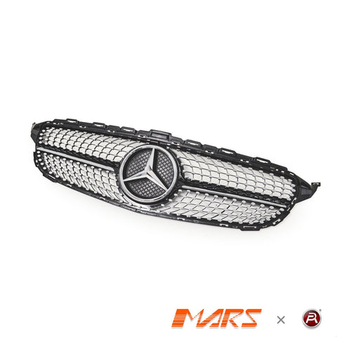 Chrome Black C43 Diamond Star Style Front Bumper Bar Grille for Mercedes - Benz MY15 - MY18 C - Class W205 Sedan & C205 Coupe - Mars Performance