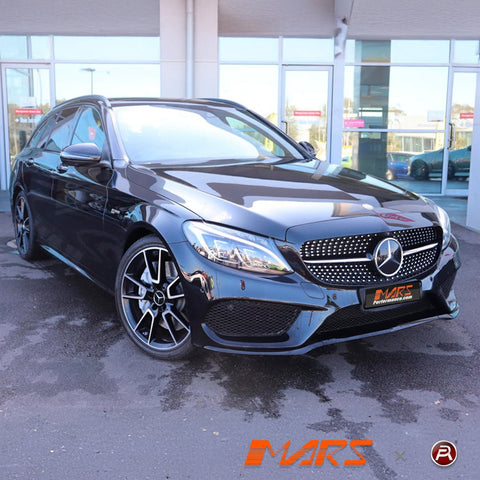 Chrome Black C43 Diamond Star Style Front Bumper Bar Grille for Mercedes - Benz MY15 - MY18 C - Class W205 Sedan & C205 Coupe - Mars Performance
