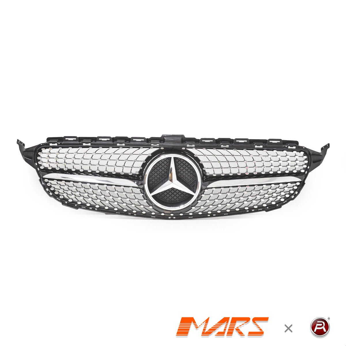 Chrome Black C43 Diamond Star Style Front Bumper Bar Grille for Mercedes - Benz MY15 - MY18 C - Class W205 Sedan & C205 Coupe - Mars Performance