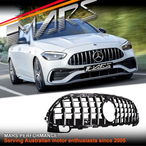 Chrome Black C63 GT Style Front Grille Grill Bodykit for Mercedes - Benz C - Class W206 with AMG Sport Bumper Bar 2022 - 25 - Mars Performance