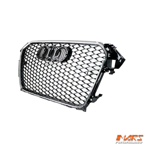 Chrome Black Honeycomb RS4 Style Front Bumper Bar Grille Grill Bodykit for AUDI A4 B8 2012 - 2016 - Mars Performance