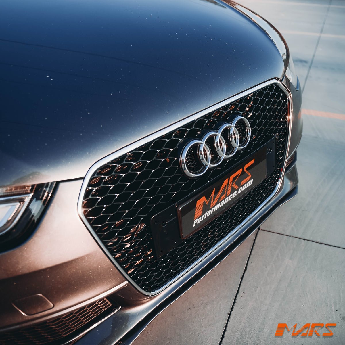 Chrome Black Honeycomb RS4 Style Front Bumper Bar Grille Grill Bodykit for AUDI A4 B8 2012 - 2016 - Mars Performance