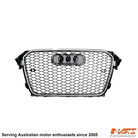Chrome Black Honeycomb RS4 Style Front Bumper Bar Grille Grill Bodykit for AUDI A4 B8 2012 - 2016 - Mars Performance