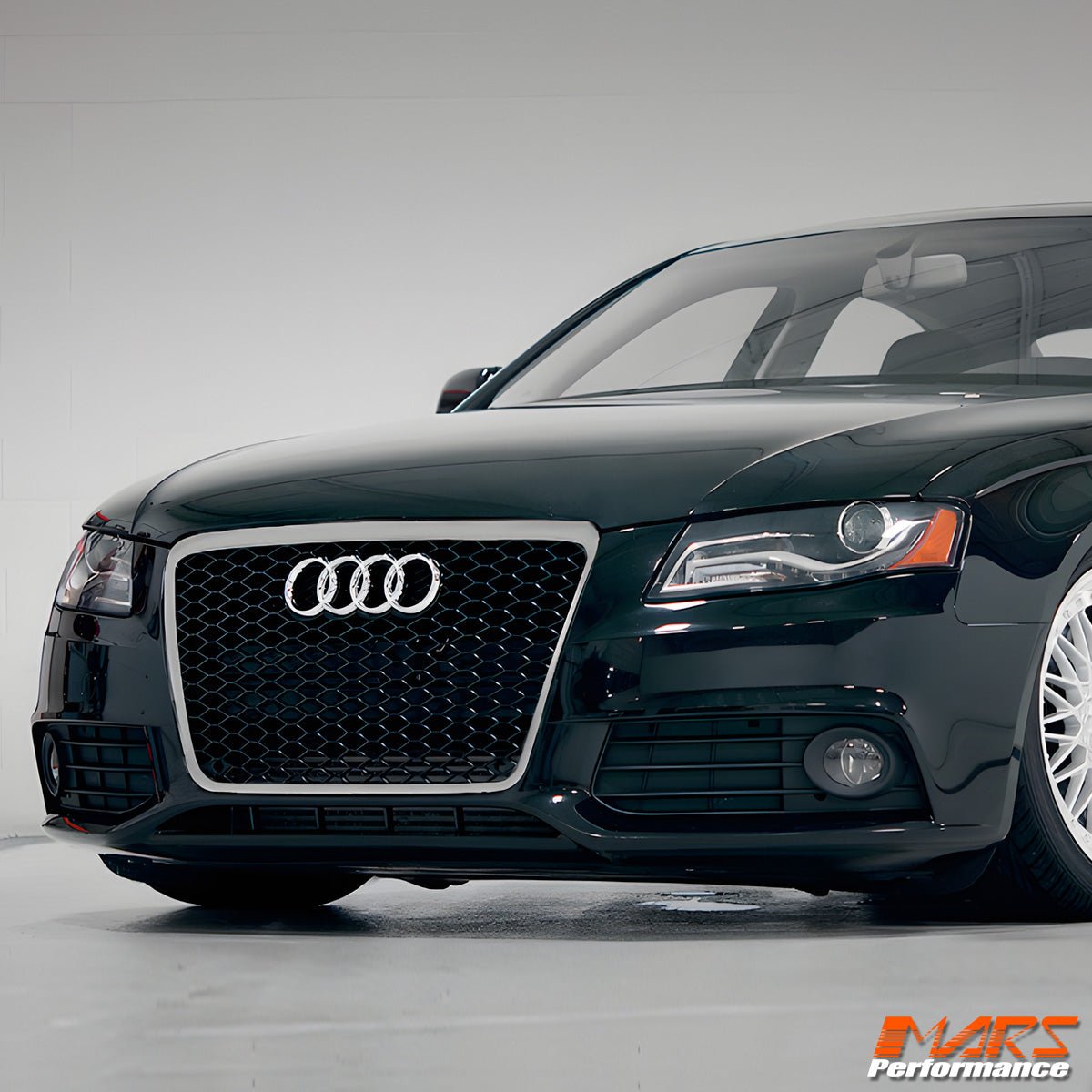 Chrome Black Honeycomb RS4 Style Front Bumper Bar Grille Grill Bodykit for AUDI A4 S4 B8 2009 - 2011 - Mars Performance