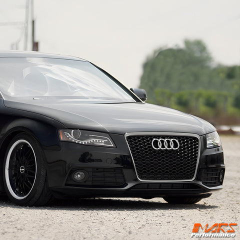 Chrome Black Honeycomb RS4 Style Front Bumper Bar Grille Grill Bodykit for AUDI A4 S4 B8 2009 - 2011 - Mars Performance