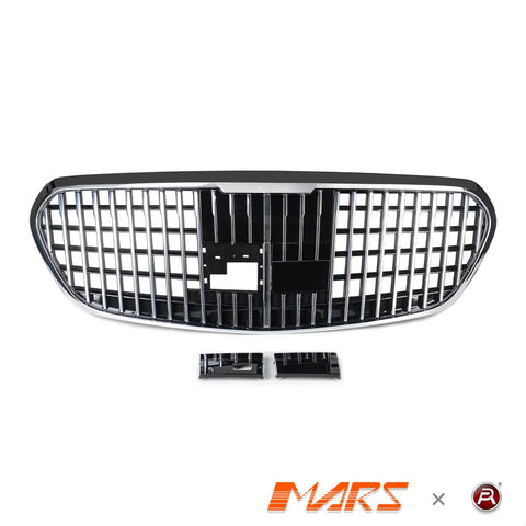 Chrome Black Maybach Style Front Bumper Bar Grill Grille Bodykit for Mercedes - Benz W223 S - Class 2021+ - Mars Performance