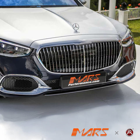 Chrome Black Maybach Style Front Bumper Bar Grill Grille Bodykit for Mercedes - Benz W223 S - Class 2021+ - Mars Performance