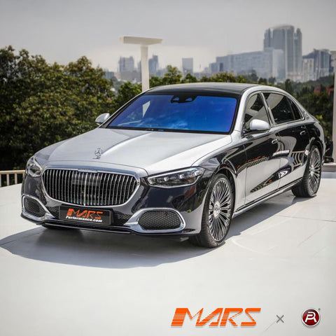 Chrome Black Maybach Style Front Bumper Bar Grill Grille Bodykit for Mercedes - Benz W223 S - Class 2021+ - Mars Performance