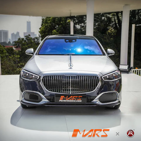 Chrome Black Maybach Style Front Bumper Bar Grill Grille Bodykit for Mercedes - Benz W223 S - Class 2021+ - Mars Performance