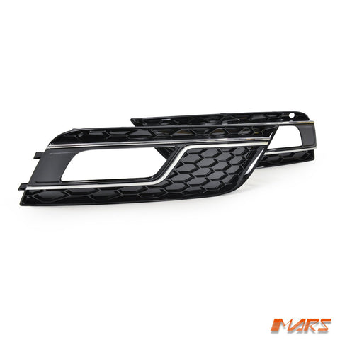 Chrome Black RS4 Style Front Bumper Bar Fog Lights Cover Grille for AUDI A4 B8 2012 - 2013 - Mars Performance