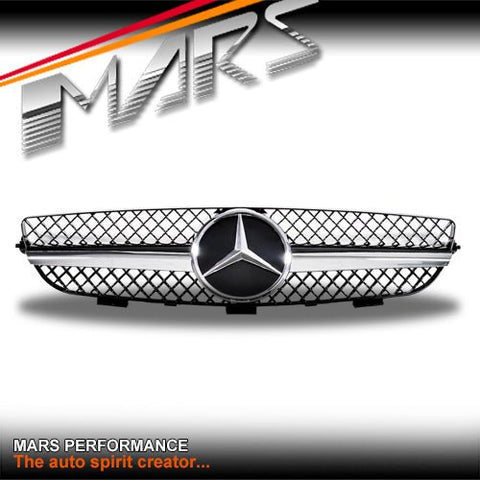 Chrome Black SLS AMG Style Front Grille for Mercedes - Benz CLK W209 C209 02 - 09 - Mars Performance