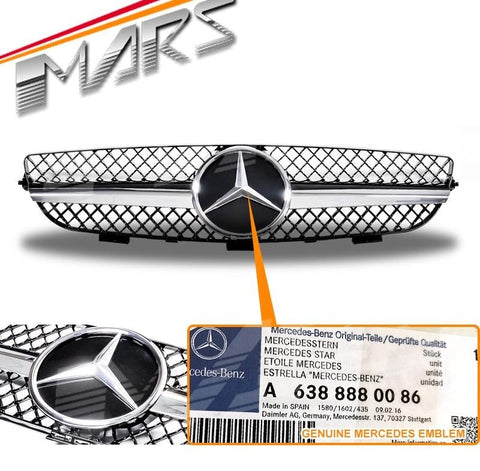 Chrome Black SLS AMG Style Front Grille for Mercedes - Benz CLK W209 C209 02 - 09 - Mars Performance