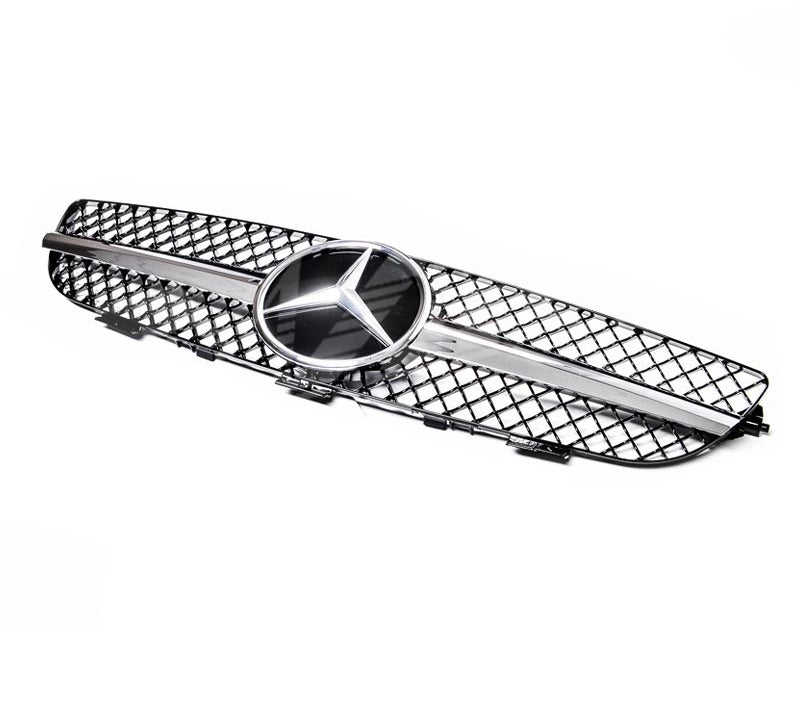 Chrome Black SLS AMG Style Front Grille for Mercedes - Benz CLK W209 C209 02 - 09 - Mars Performance