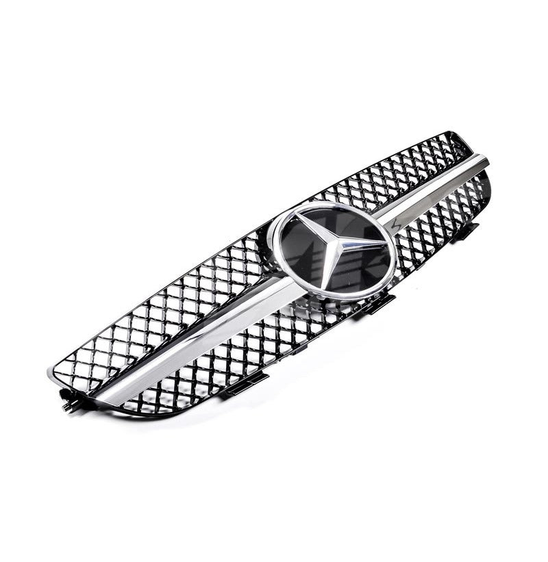 Chrome Black SLS AMG Style Front Grille for Mercedes - Benz CLK W209 C209 02 - 09 - Mars Performance