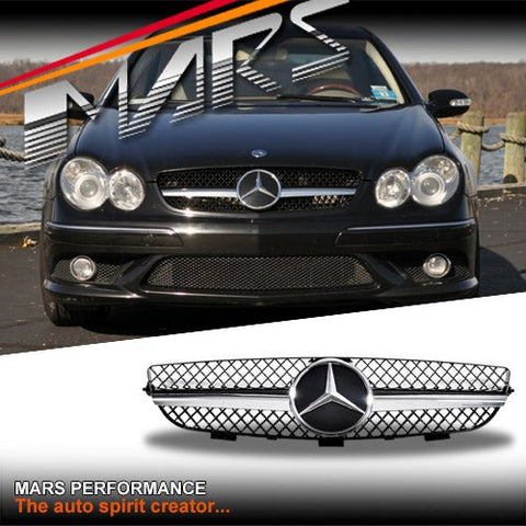 Chrome Black SLS AMG Style Front Grille for Mercedes - Benz CLK W209 C209 02 - 09 - Mars Performance