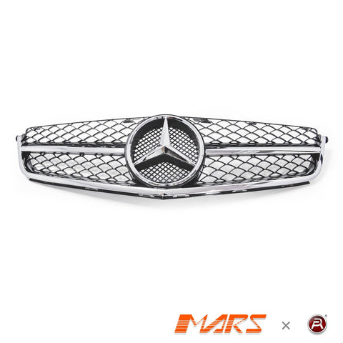 Chrome Black Update Style Front Bumper Grille Grill Bodykit for Mercedes - Benz W204 AMG C63 2007 - 2011 - Mars Performance