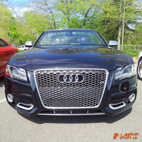 Chrome Silver Honeycomb RS5 Style Front Bumper Bar Grille Grill Bodykit for AUDI A5 S5 8T 2008 - 2012 - Mars Performance