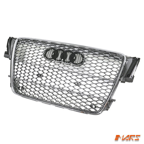 Chrome Silver Honeycomb RS5 Style Front Bumper Bar Grille Grill Bodykit for AUDI A5 S5 8T 2008 - 2012 - Mars Performance