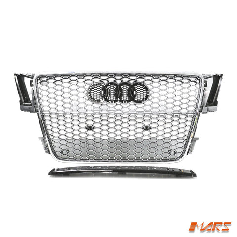 Chrome Silver Honeycomb RS5 Style Front Bumper Bar Grille Grill Bodykit for AUDI A5 S5 8T 2008 - 2012 - Mars Performance