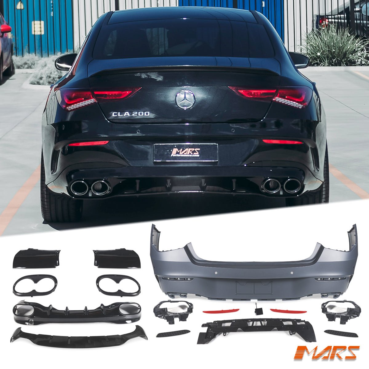 Cla Rear 2013 For CLA C118 W118 & CLA35 AMG 18+ CLA45 Rear Bumper & Diffuser Bodykit ...