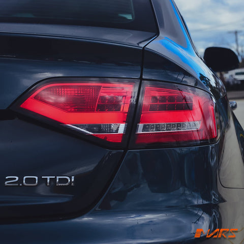 Clear Red 3D LED Stripe Tail Lights for AUDI A4 B8 4D Sedan 2008 - 2012 (Replace Stock LED Lights) - Mars Performance