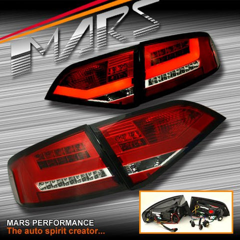 Clear Red 3D LED Stripe Tail Lights for AUDI A4 B8 4D Sedan 2008 - 2012 (Replace Stock LED Lights) - Mars Performance