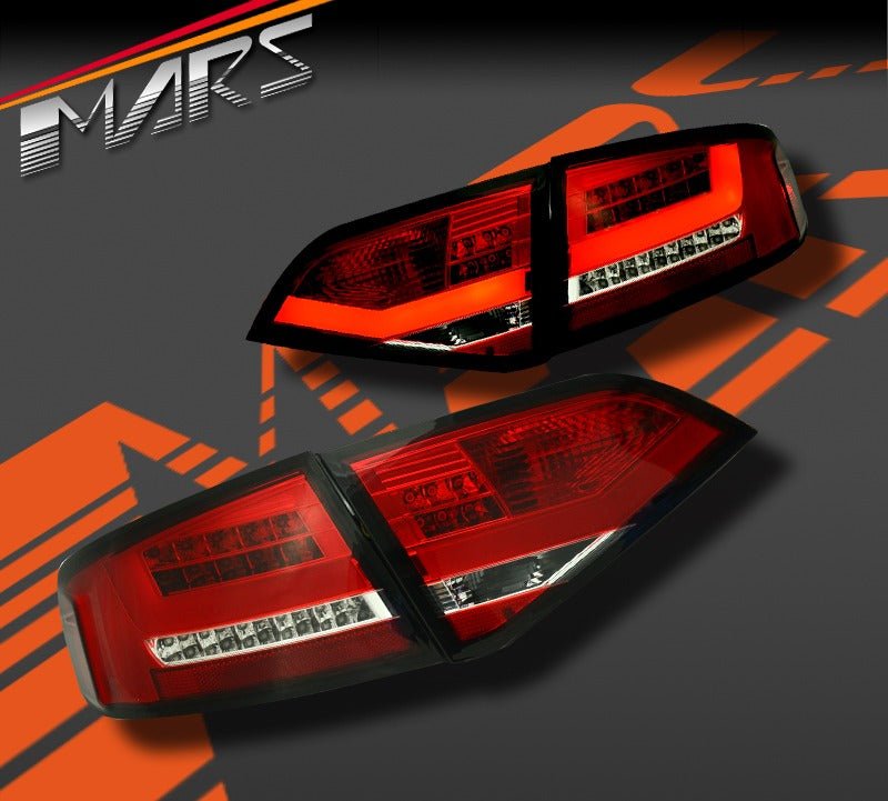 Clear Red 3D LED Stripe Tail Lights for AUDI A4 B8 4D Sedan 2008 - 2012 (Replace Stock LED Lights) - Mars Performance