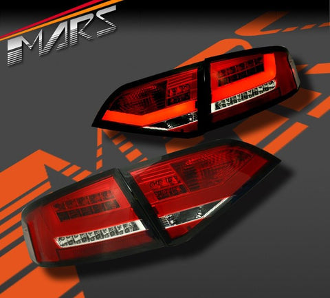 Clear Red 3D LED Stripe Tail Lights for AUDI A4 B8 4D Sedan 2008 - 2012 (Replace Stock LED Lights) - Mars Performance