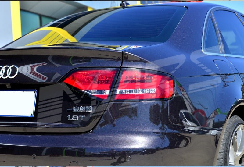 Clear Red 3D LED Stripe Tail Lights for AUDI A4 B8 4D Sedan 2008 - 2012 (Replace Stock LED Lights) - Mars Performance