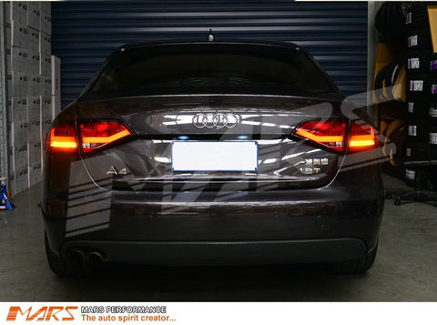 Clear Red 3D LED Stripe Tail Lights for AUDI A4 B8 4D Sedan 2008 - 2012 (Replace Stock LED Lights) - Mars Performance