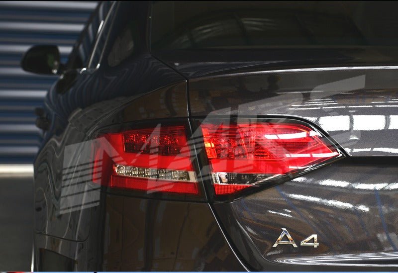 Clear Red 3D LED Stripe Tail Lights for AUDI A4 B8 4D Sedan 2008 - 2012 (Replace Stock LED Lights) - Mars Performance