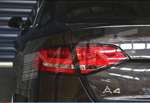Clear Red 3D LED Stripe Tail Lights for AUDI A4 B8 4D Sedan 2008 - 2012 (Replace Stock LED Lights) - Mars Performance