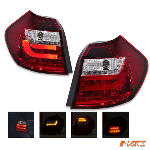 Clear Red 3D LED Tail lights for BMW 1 Series E81 E87 Hatch - Mars Performance