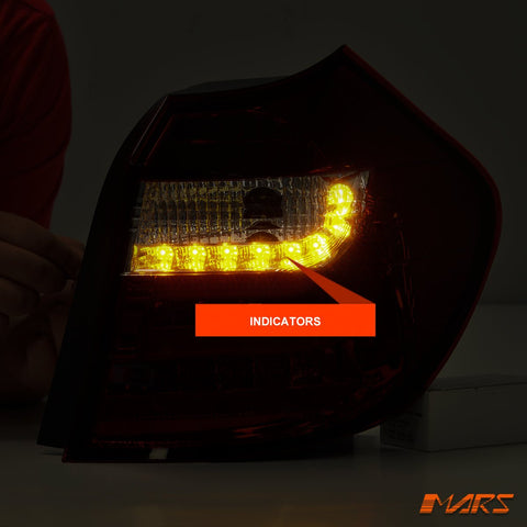 Clear Red 3D LED Tail lights for BMW 1 Series E81 E87 Hatch - Mars Performance