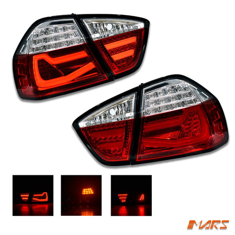 Clear Red Full LED Tail Lights for BMW 3 - Series E90 Sedan Pre LCI 2005 - 2008 - Mars Performance