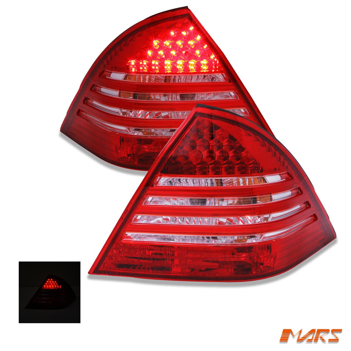 Clear Red LED Tail Lights for Mercedes - Benz C - Class W203 4 doors Sedan 2000 - 2004 - Mars Performance