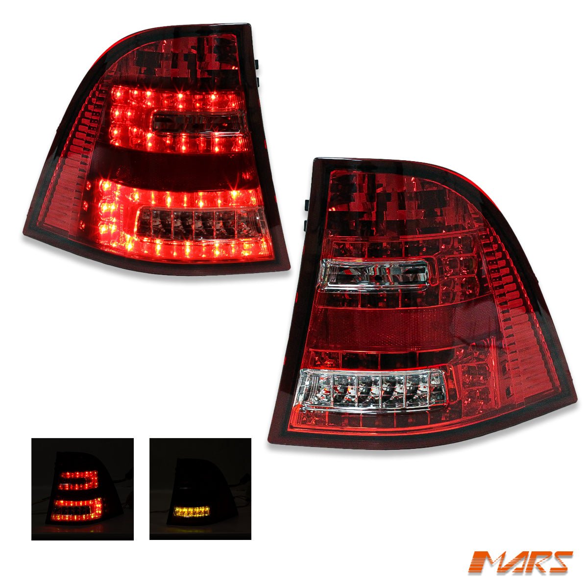 Clear Red LED Tail Lights for Mercedes - Benz ML - Class W163 1997 - 2005 & ML55 AMG - Mars Performance