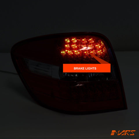 Clear Red LED Tail Lights for Mercedes - Benz ML - Class W164 2006 - 2008 & ML63 AMG - Mars Performance