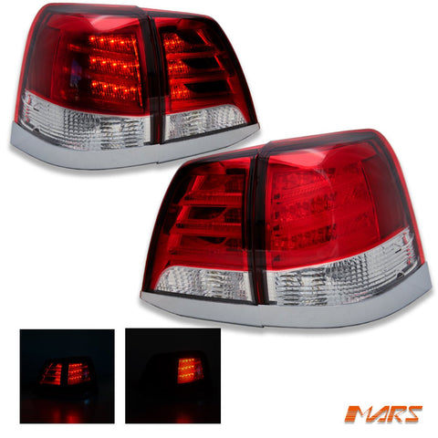 Clear Red LED Tail Lights for TOYOTA LANDCRUISER FJ200 LC200 200 Series 2007 - 2015 - Mars Performance