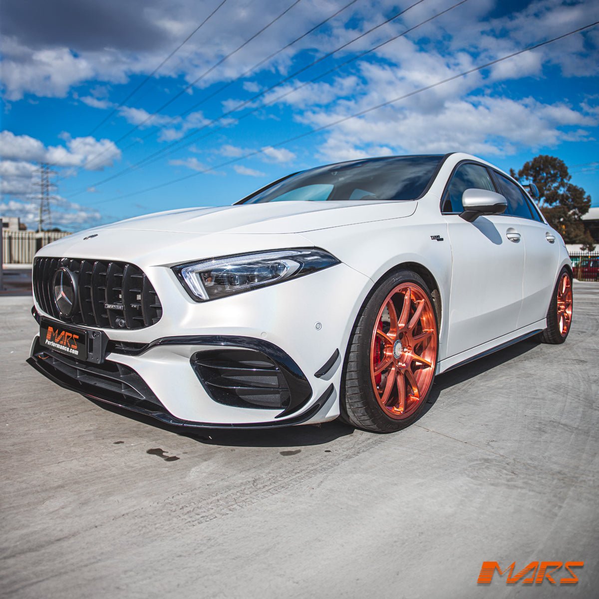 Completed Front Bumper Bar with Grill & Canards for Mercedes - Benz Genuine A45 A45S AMG W177 Hatch 2018 - 2024 - Mars Performance