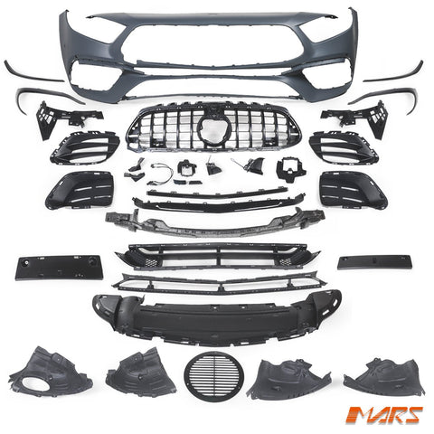 Completed Front Bumper Bar with Grill & Canards for Mercedes - Benz Genuine A45 A45S AMG W177 Hatch 2018 - 2024 - Mars Performance