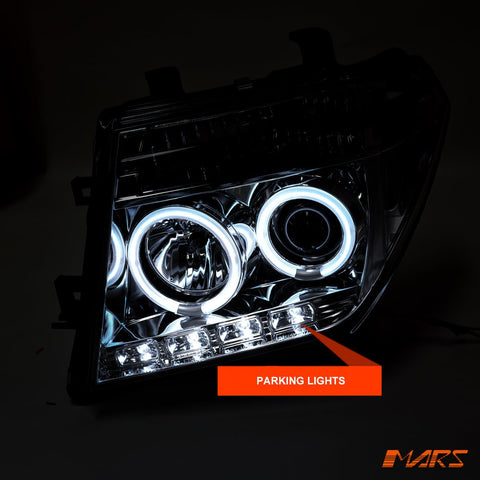 Crystal CCFL Angel - Eyes Projector Head Lights for Nissan Pathfinder R51 & Navara D40 2005 - 2009 - Mars Performance