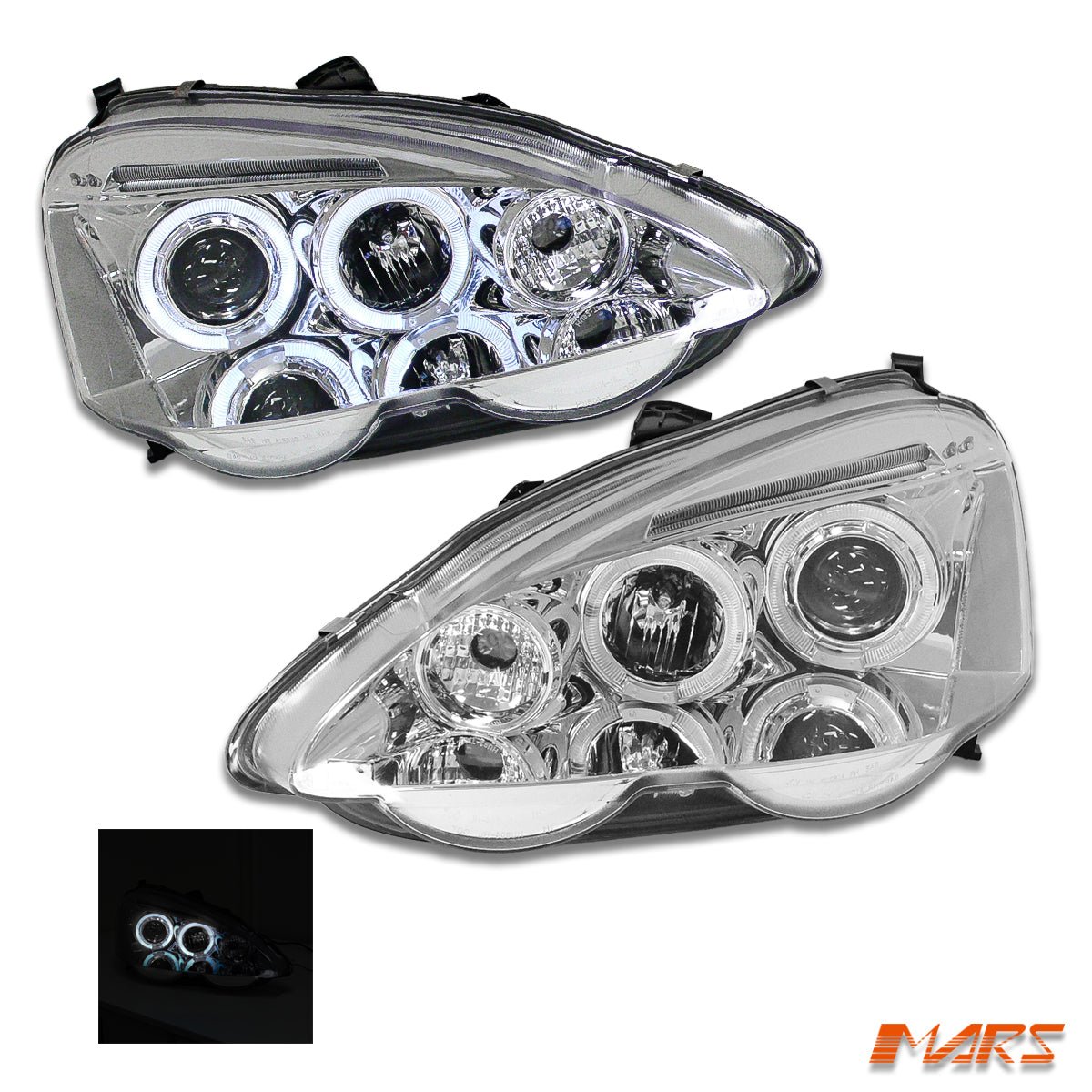 Crystal Clear Angel - Eyes Projector Head Lights for Honda Integra DC5 2001 - 2004 - Mars Performance
