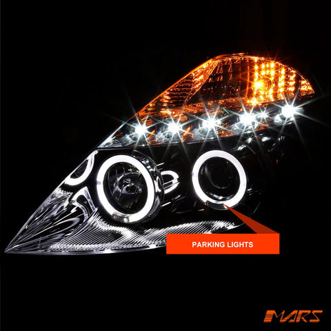 Crystal Clear Angel Eyes Projector Head Lights for Nissan Z33 350Z 2003 - 2005 Series 1 - Mars Performance