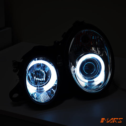 Crystal Clear CCFL Angel Eyes Prejector Head Lights for Mercedes - Benz CLK - Class W208 C208 A208 1997 - 2002 - Mars Performance