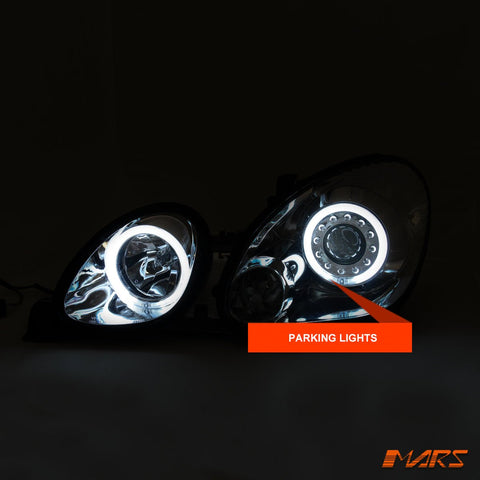 Crystal Clear CCFL Angel - Eyes Projector Head Lights for Lexus GS300 1998 - 2005 JZS160R - Mars Performance