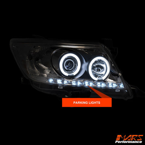 Crystal Clear DRL LED & CCFL Angel Eyes Projector Head Lights for Toyota Hilux Vigo 2011 - 2015 - Mars Performance
