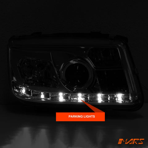 Crystal Clear DRL LED Projector Head Lights for VolksWagen Bora & Jetta 1998 - 2004 MK4 - Mars Performance